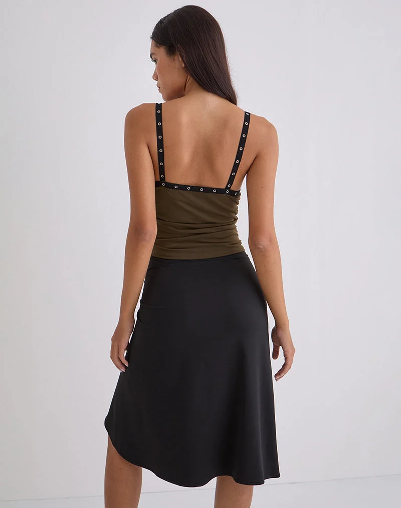 Tolani Cami Top aus schwerem Netzstoff in Khaki