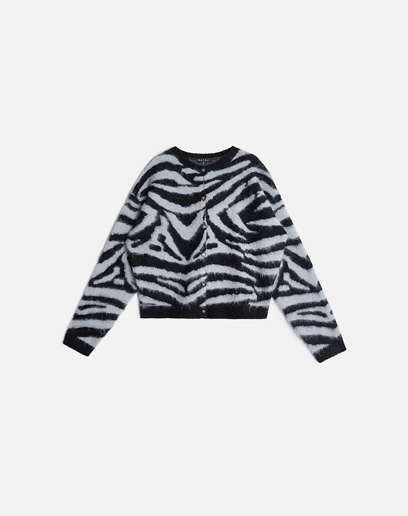 Liliana Cardigan aus Strick Big Zebra Schwarz und Grau
