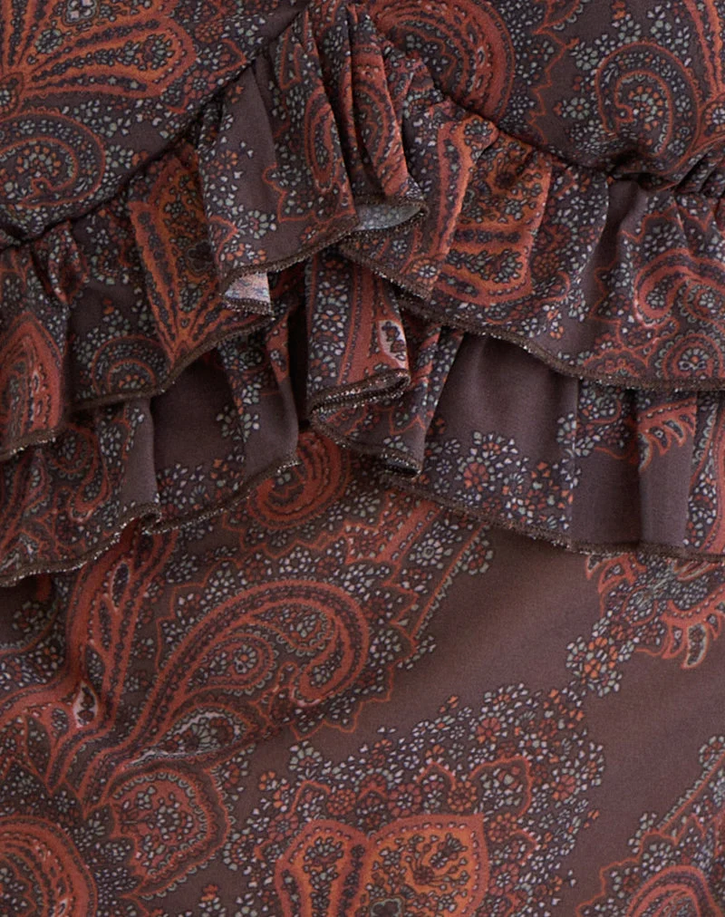 Casoya Top aus Chiffon Royal Paisley Burgunderrot