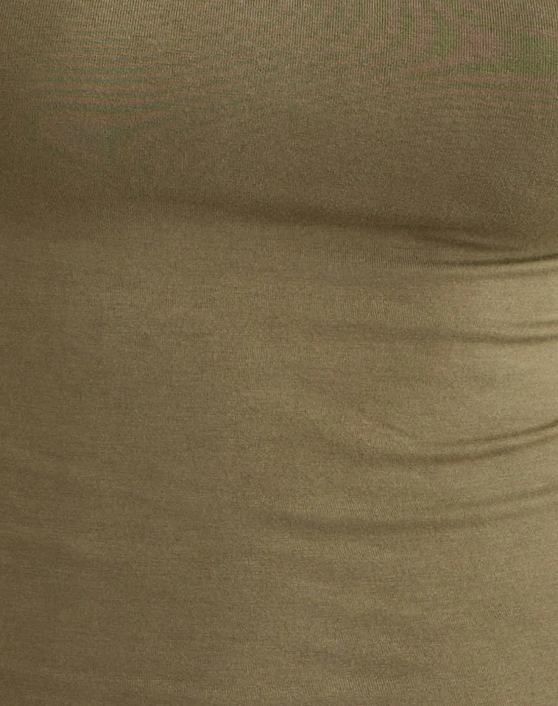 Raceline Neckholder-Top aus Rayon-Jersey in Khaki