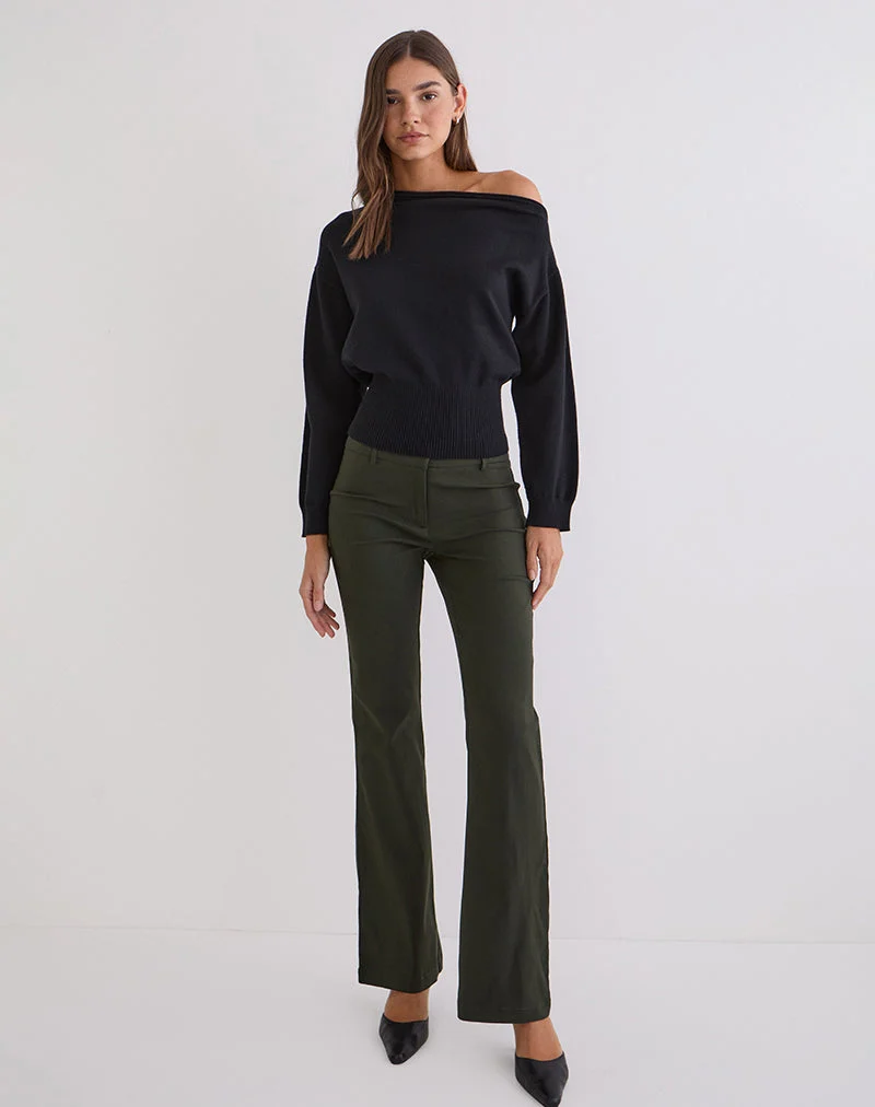 Darias Low Rise Flare Hose in Dunkelkhaki