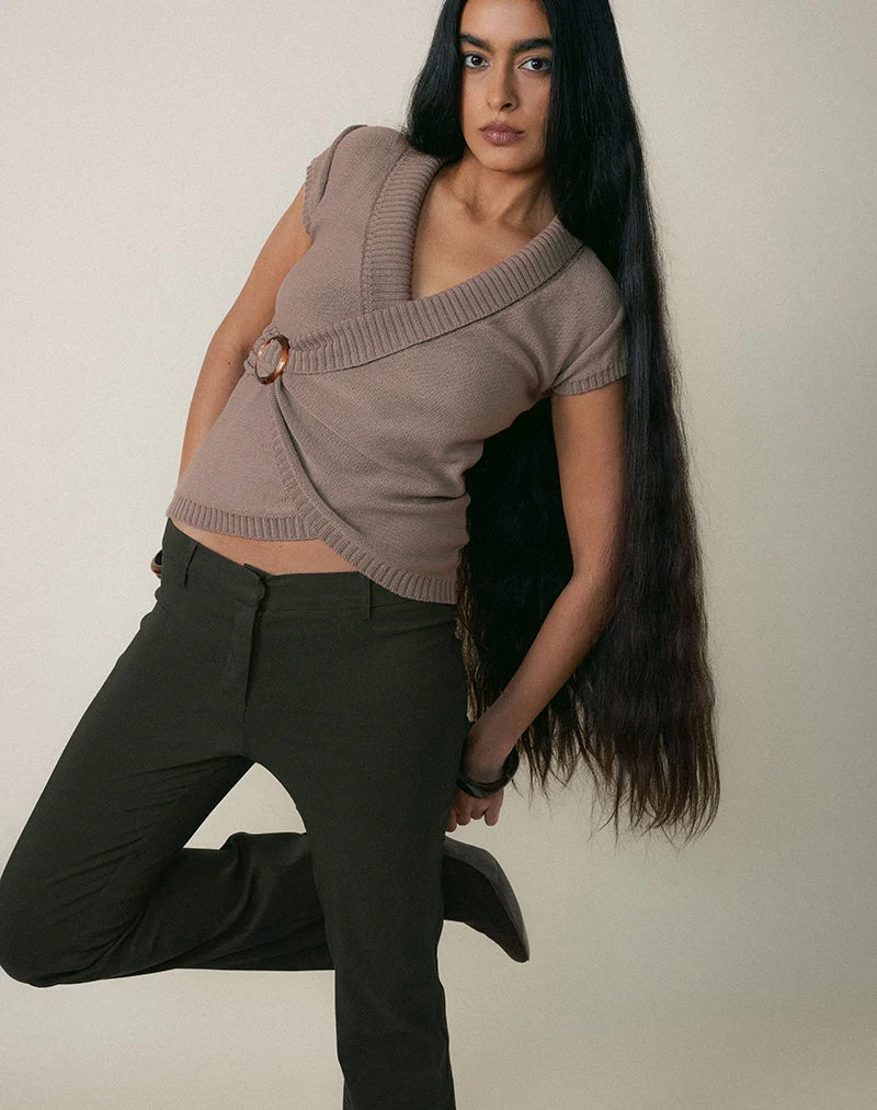 Darias Low Rise Flare Hose in Dunkelkhaki