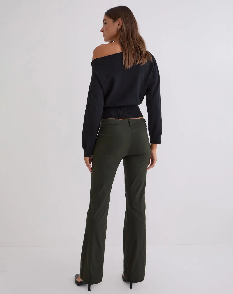 Darias Low Rise Flare Hose in Dunkelkhaki