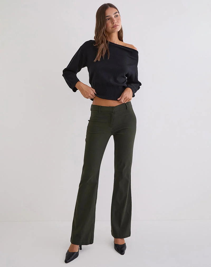 Darias Low Rise Flare Hose in Dunkelkhaki