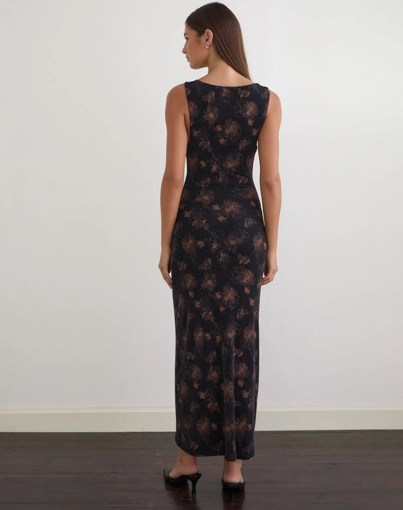 Minso Maxikleid in Schwarz mit bronzefarbenem Schimmer