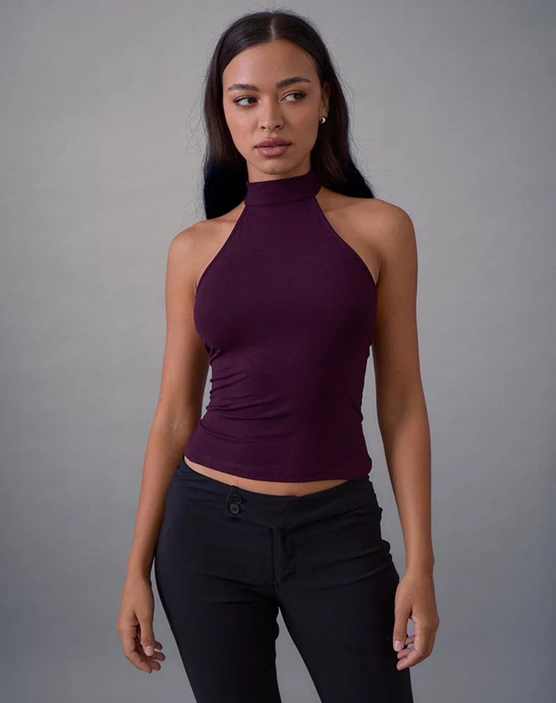Galile High Neck Top aus Jersey in Feige