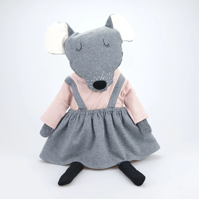 Kleidung für Riesen-Kuscheltiere von Wooly Organic - Trägerrock grau