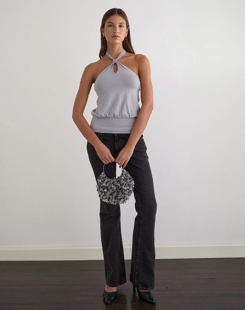 Giunea Knot Halter Top in Lila-Grau