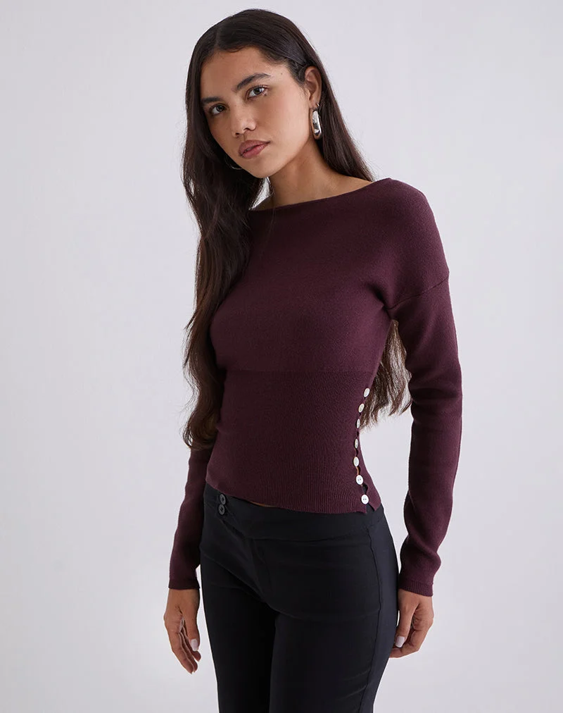 Elira Top aus Strick in Pflaume