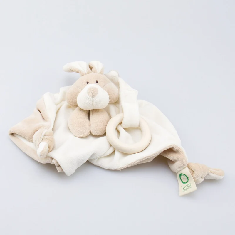 Wooly Organic Schmusetuch Hase mit Holzring
