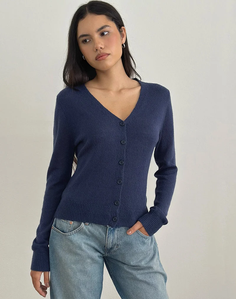 Renisa Strickjacke aus transparentem Strick in Navy