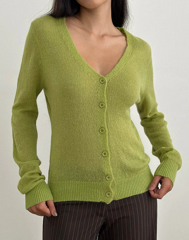Renisa Strickjacke aus transparentem Strick Grün