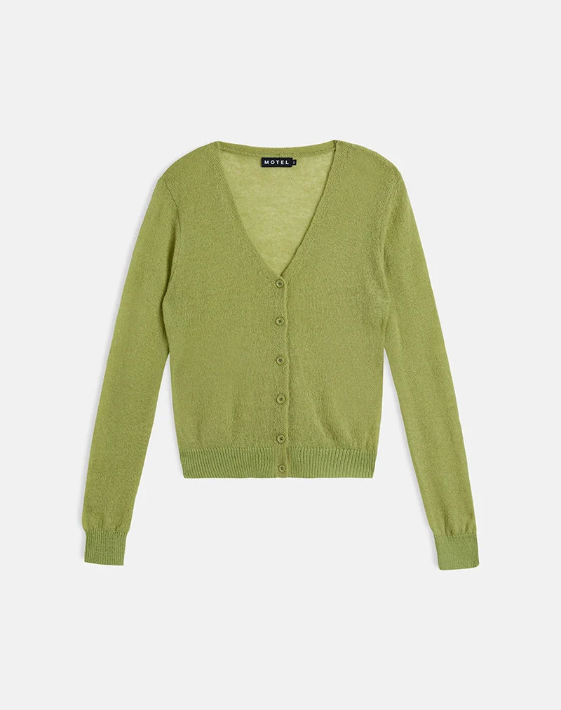 Renisa Strickjacke aus transparentem Strick Grün