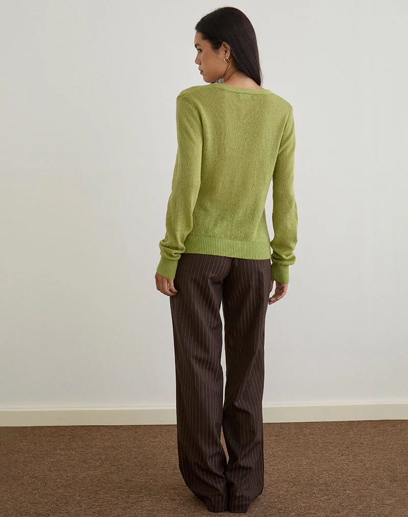 Renisa Strickjacke aus transparentem Strick Grün