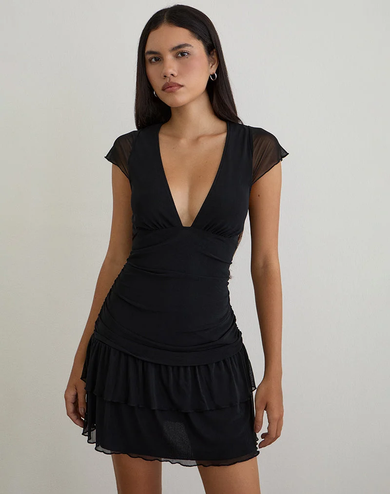Mowgli Minikleid mit langen Ärmeln in Schwarz