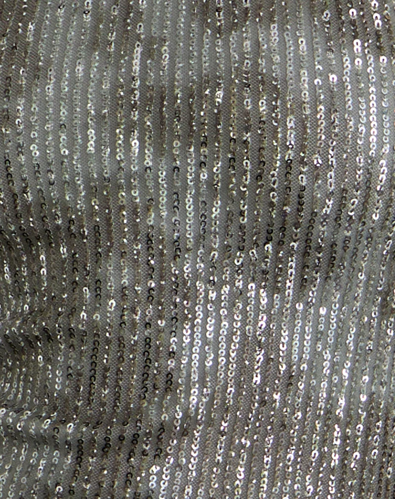 Dikta Asymmetrisches Minikleid aus Pailletten Grün Grau