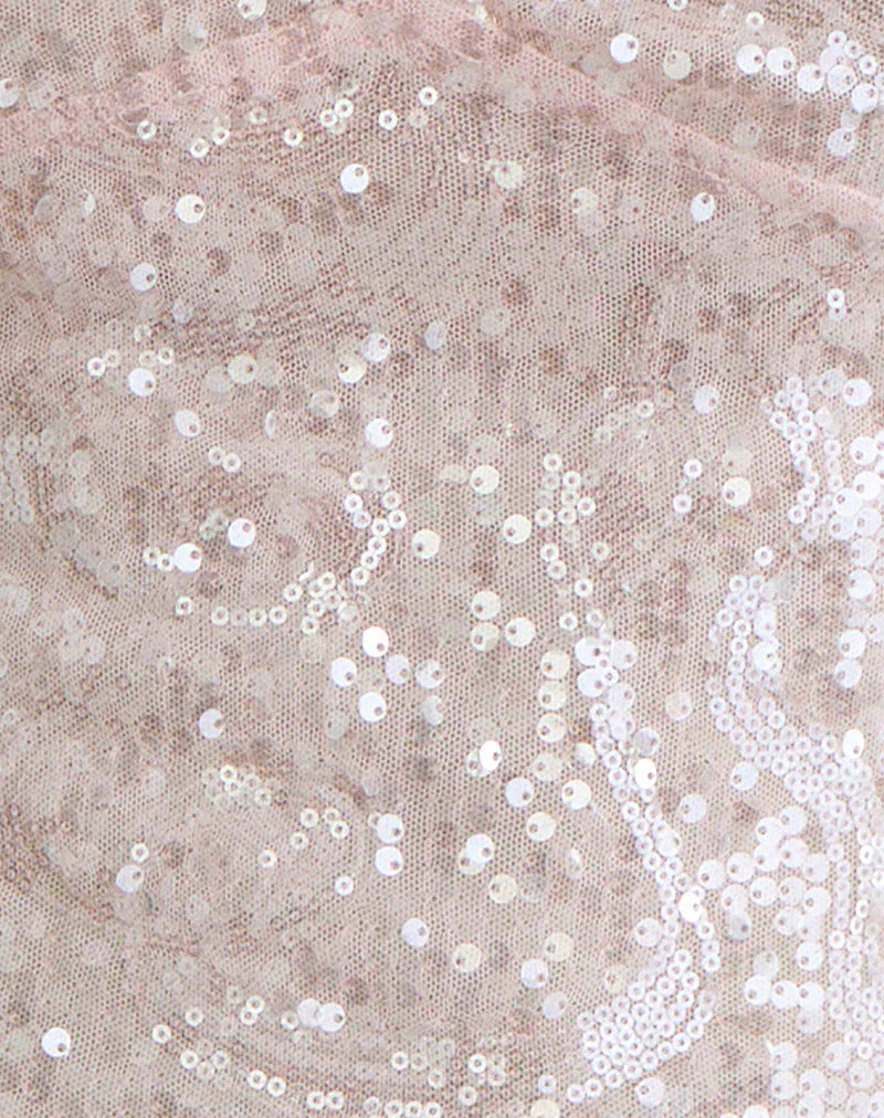 Cosio Neckholder-Top in Babyrosa mit Pailletten