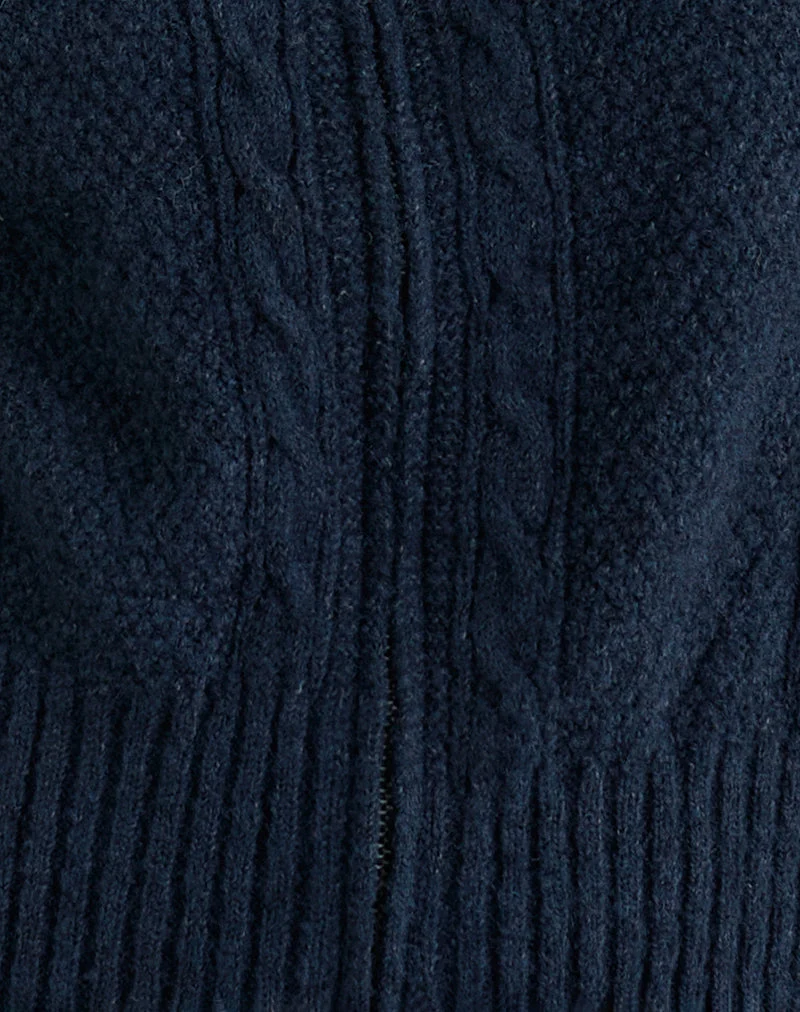 Anitra Strickjacke aus Kabelstrick Navy