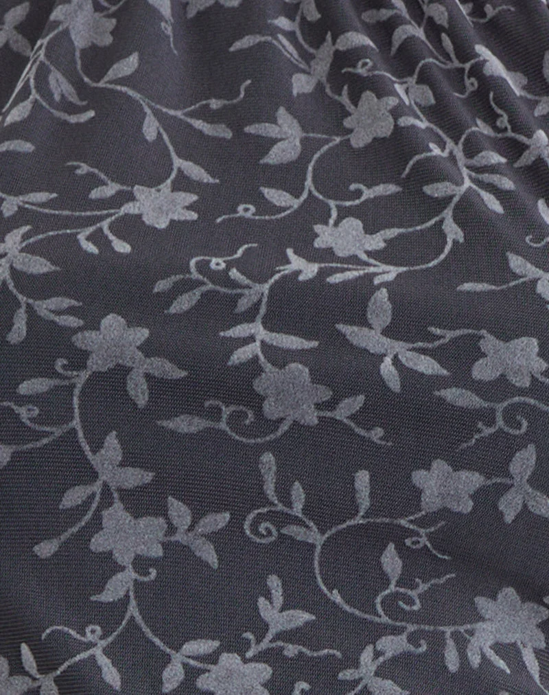 Burkie Neckholder-Top in Pretty Petal Flock Dunkelgrau