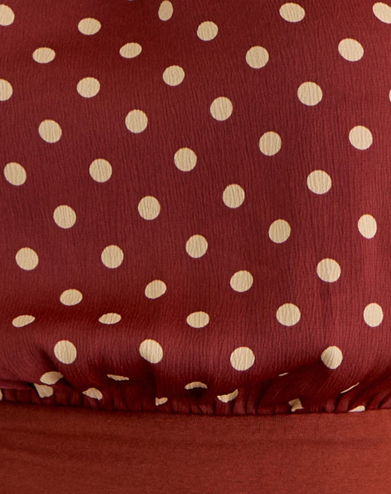Rania Rückenfreies Top in Polka Burnt Red