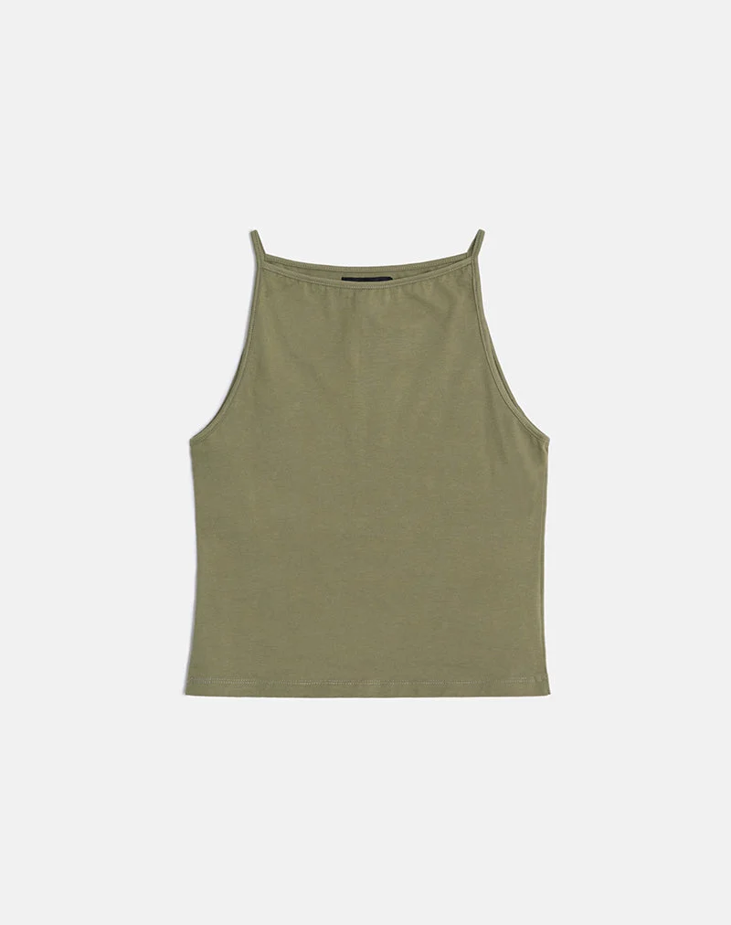 Dudley Vest Top aus Jersey Khaki