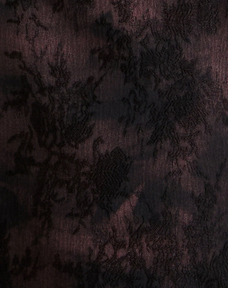 Marinda Top aus Jacquard dunkelviolett geblümt