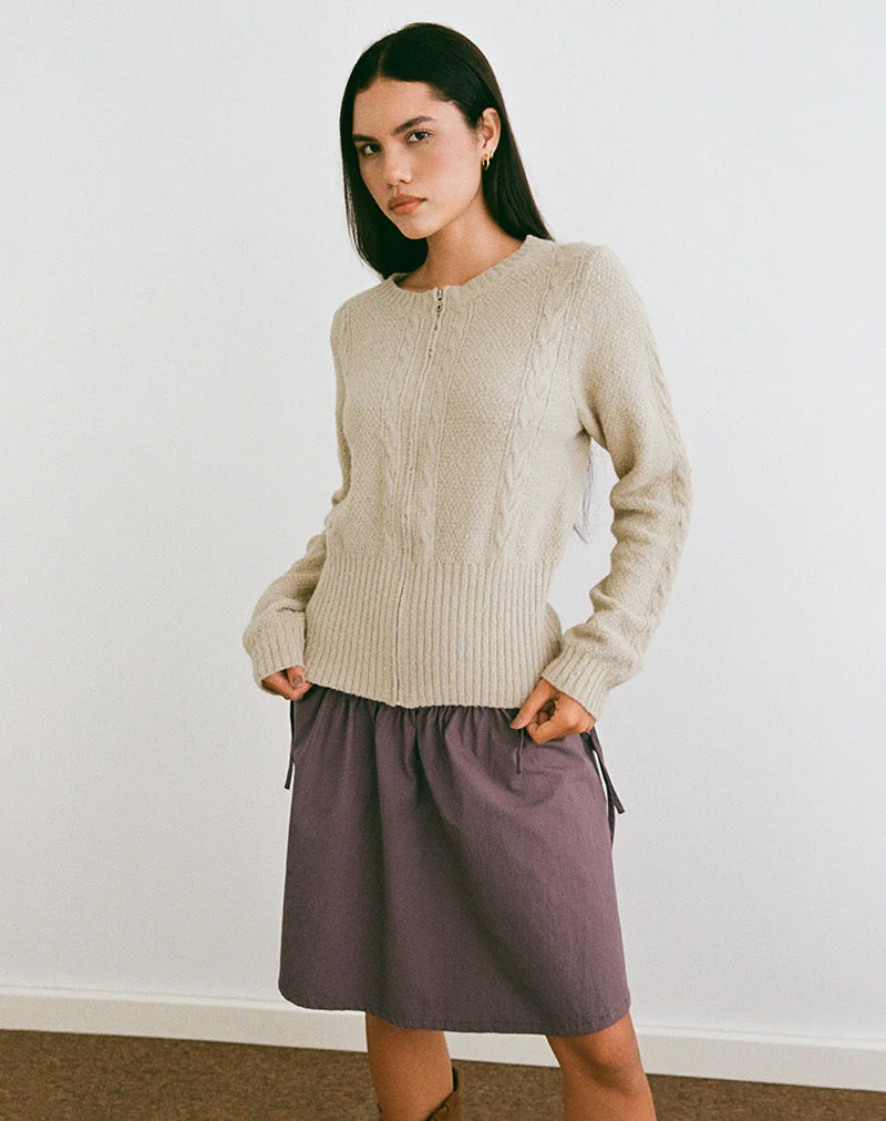 Anitra Strickjacke aus Kabelstrick Beige