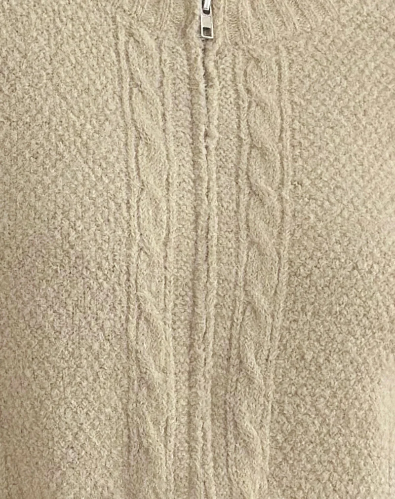 Anitra Strickjacke aus Kabelstrick Beige