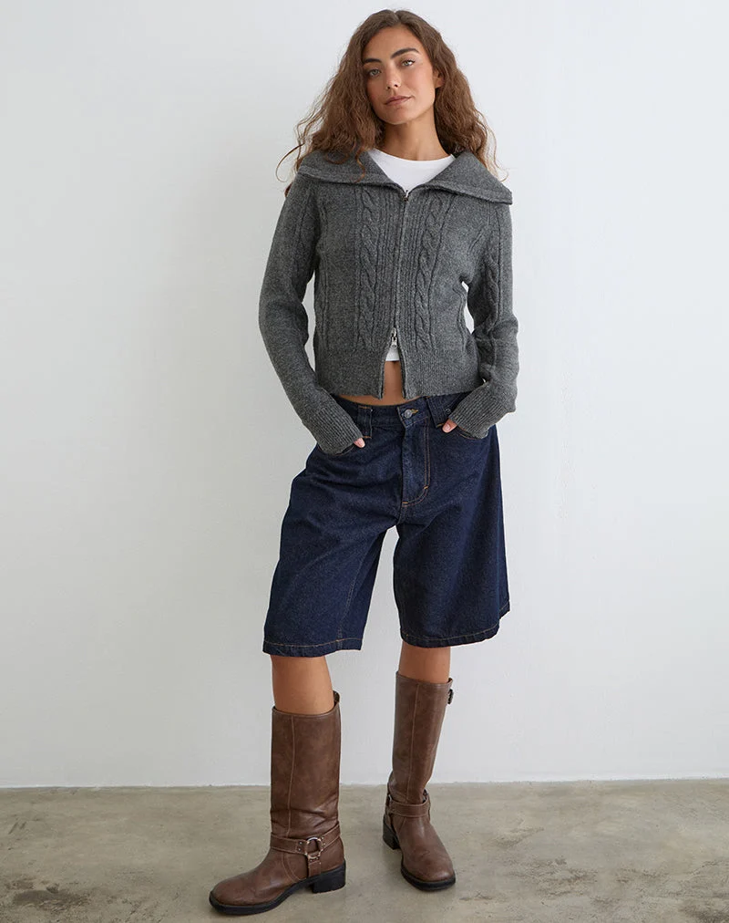 Lilena Zip-Pullover in Knit Dark Shadow
