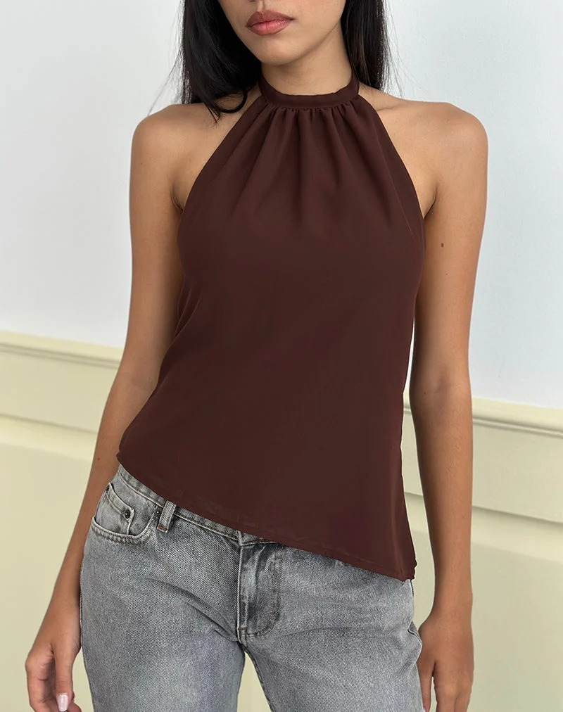 Astina Neckholder-Top aus Chiffon Braun