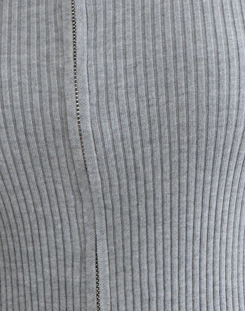 Liano Zip-Cardigan aus Rippenstrick Grau