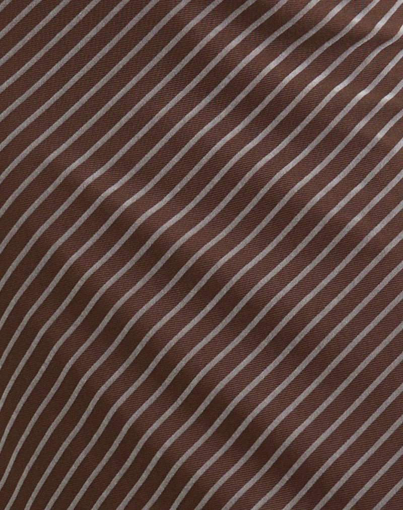 Surina Maxirock aus diagonal gestreiftem Flock in Braun und Creme