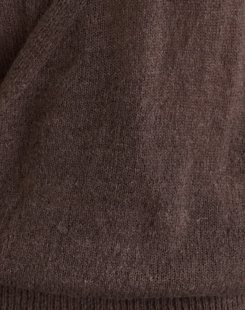 Saroya Plunge Wrap Top in Knit Dark Chocolate