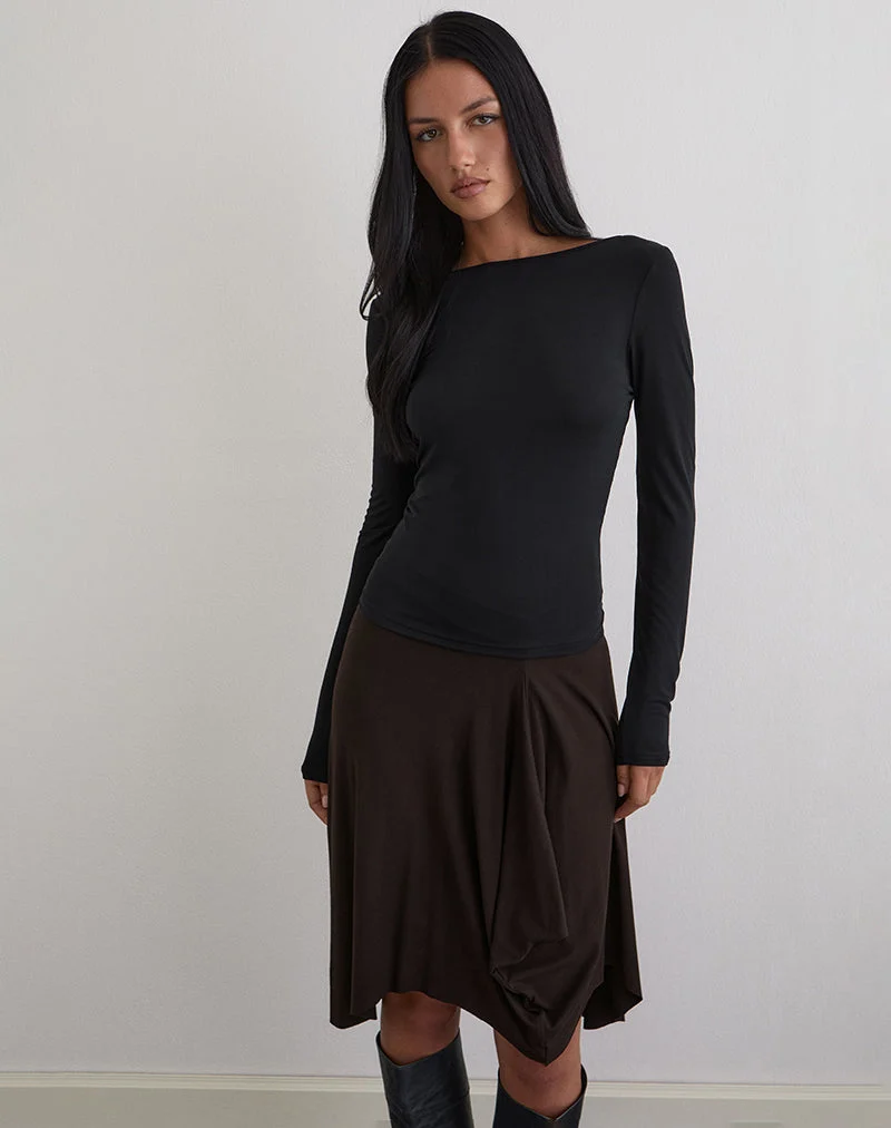 Diya Langarm-Top aus Cupro Schwarz