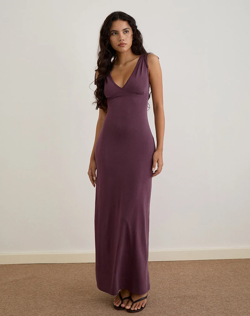 Sanyu Tief ausgeschnittenes Maxikleid aus Cupro Deep Purple
