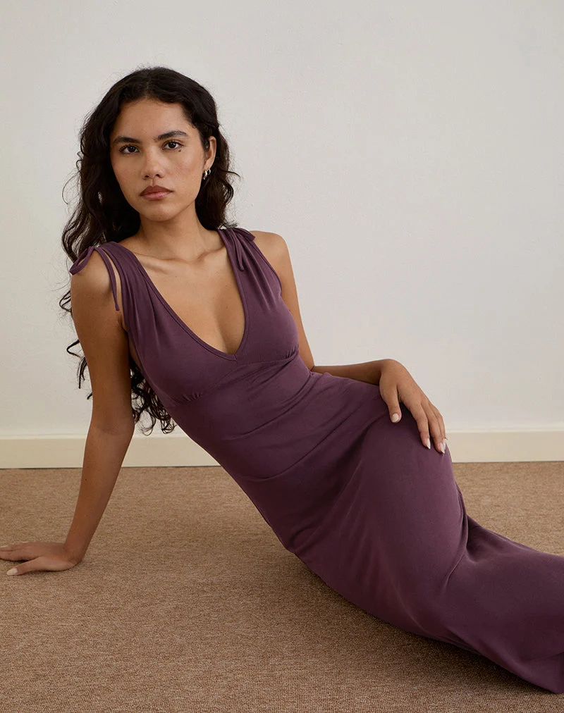 Sanyu Tief ausgeschnittenes Maxikleid aus Cupro Deep Purple