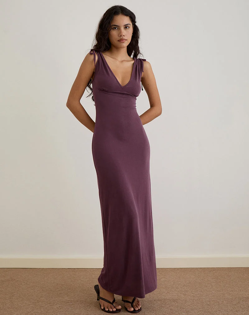 Sanyu Tief ausgeschnittenes Maxikleid aus Cupro Deep Purple