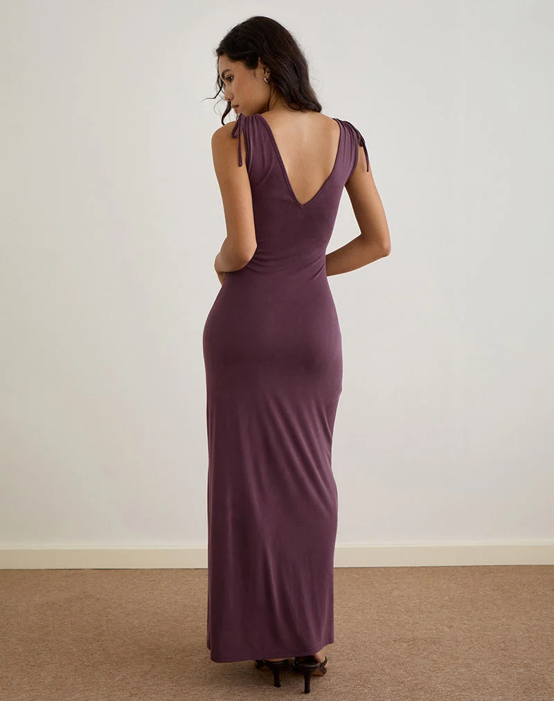 Sanyu Tief ausgeschnittenes Maxikleid aus Cupro Deep Purple