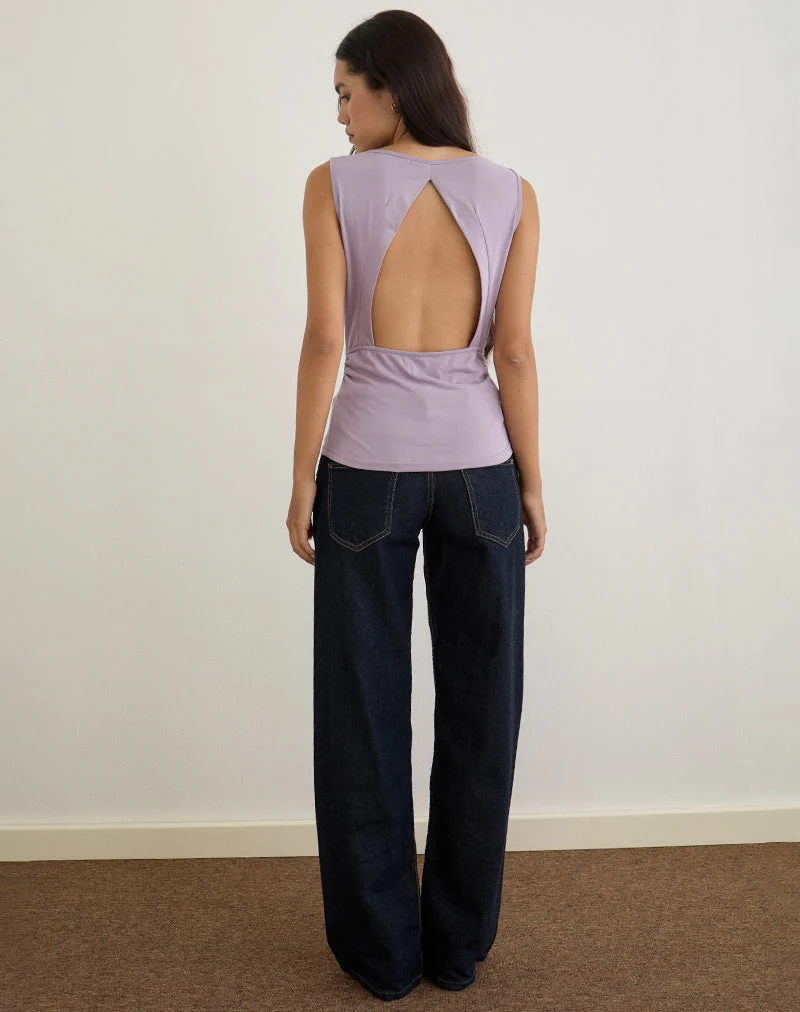 Nali Cowl-Knoten-Top in Cupro Lavendel