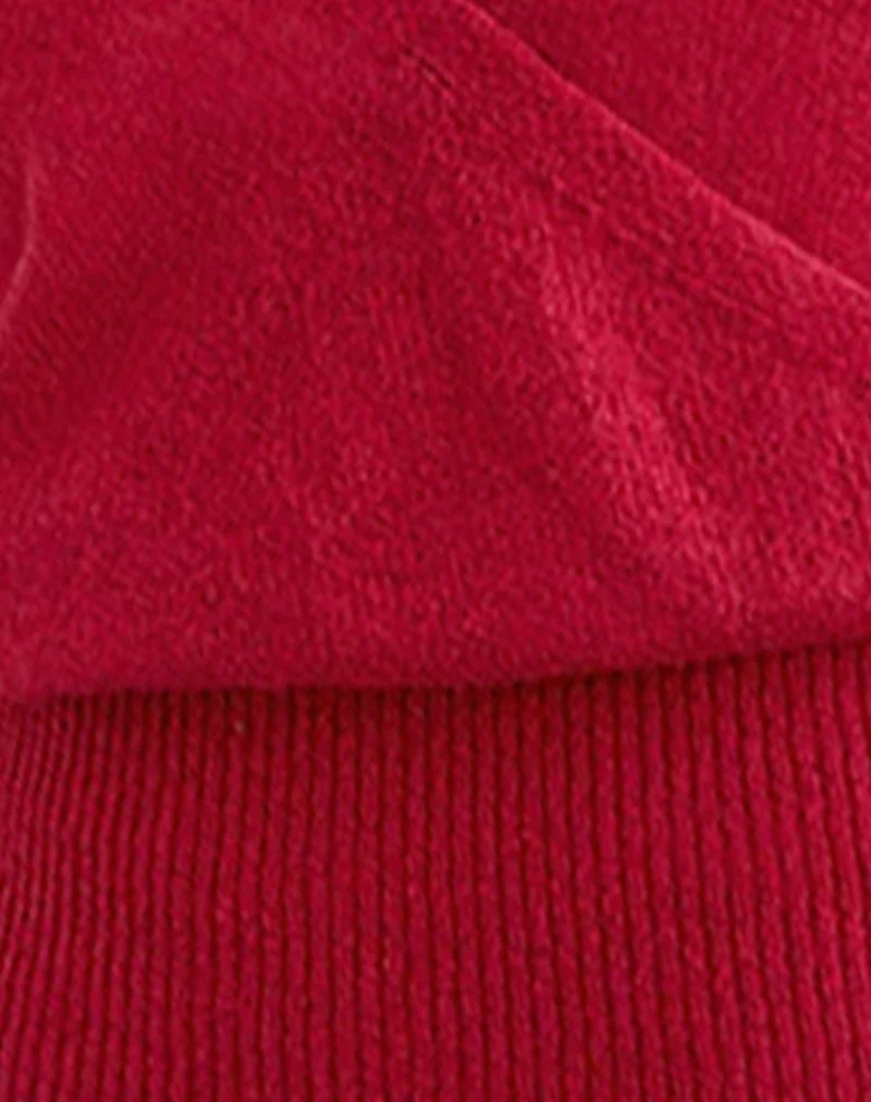 Nilza Wickeloberteil in Rot gestrickt