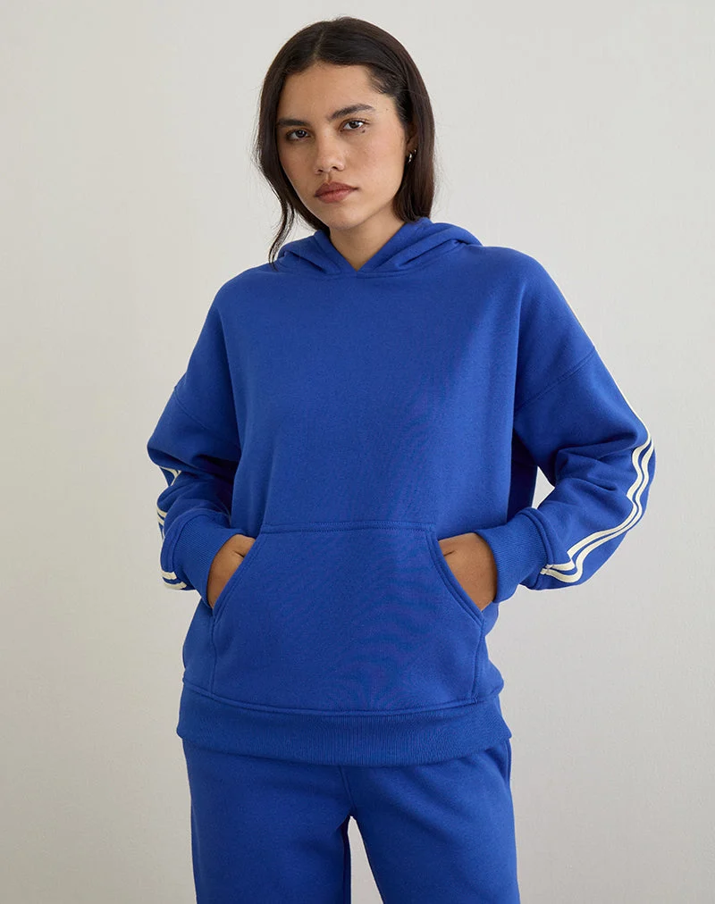 Lingwu Hoodie in Kobaltblau mit Buttermilch-Bindung