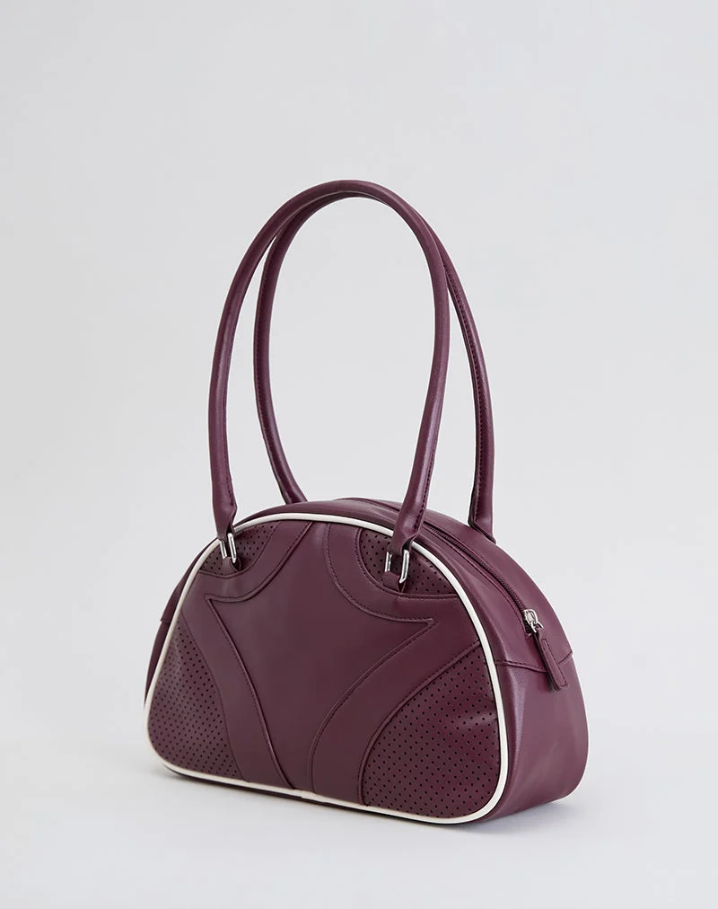 Bowler-Tasche in Creme und Burgunderrot