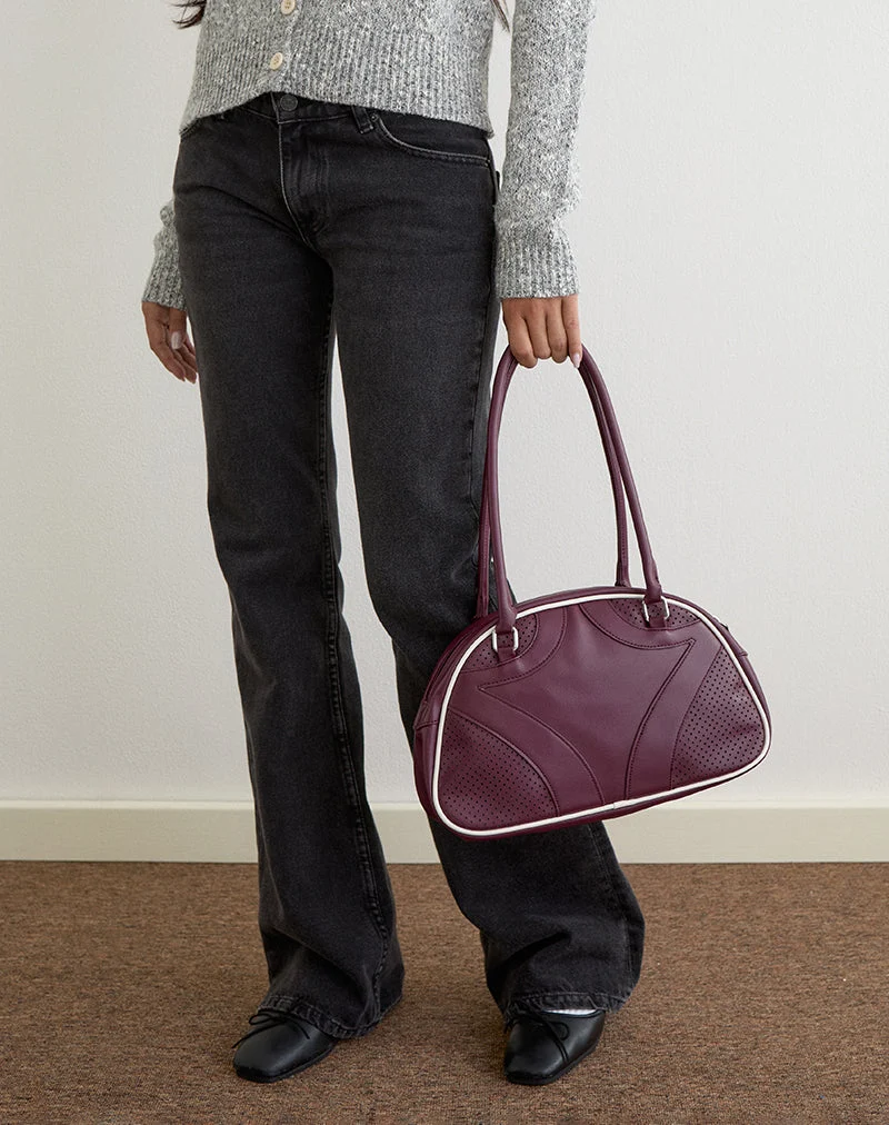 Bowler-Tasche in Creme und Burgunderrot
