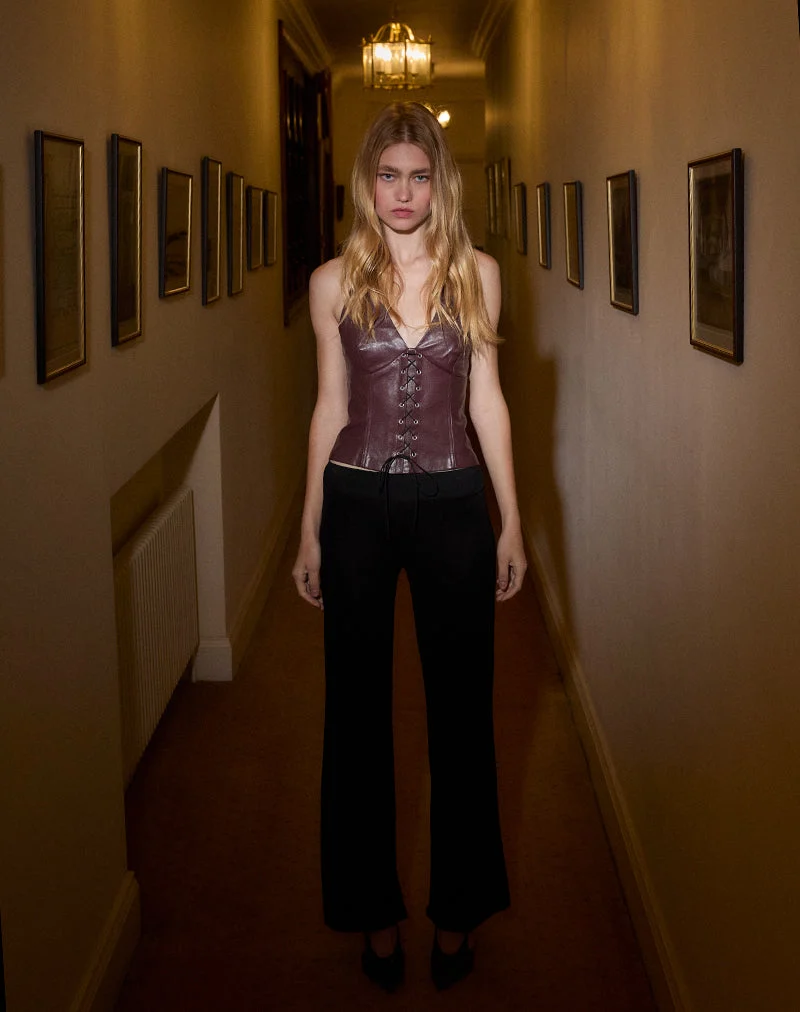 Wahya Lace Up Halter Top in PU Pflaume