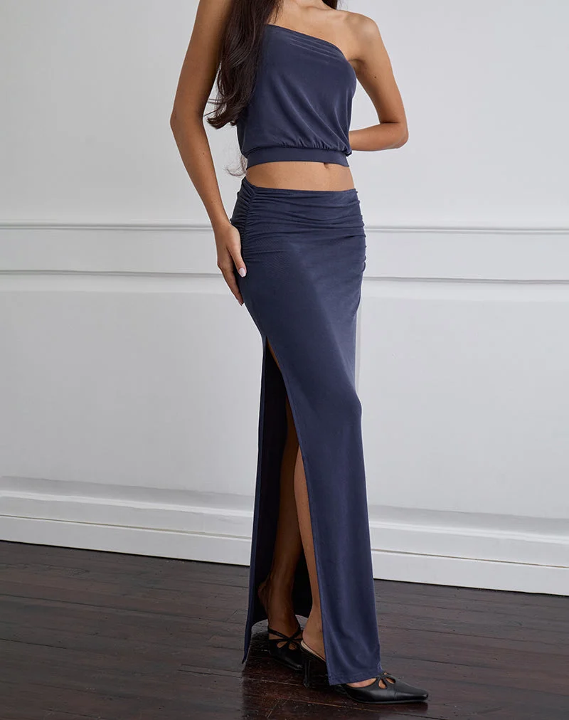 Venya Maxirock aus Cupro Navy