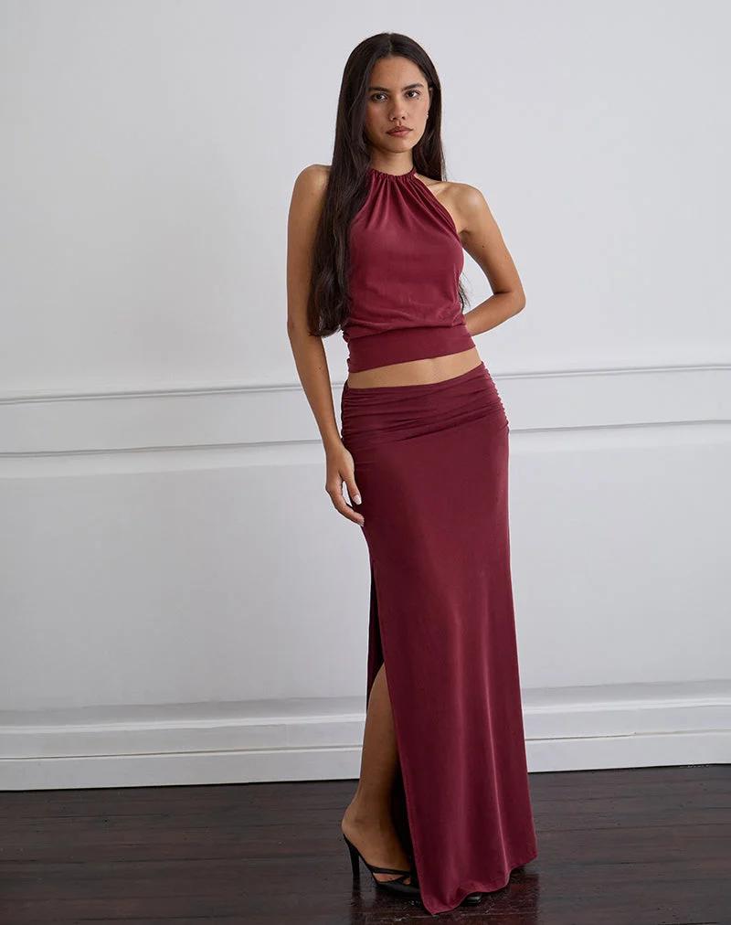 Venya Maxirock aus Cupro Burgund
