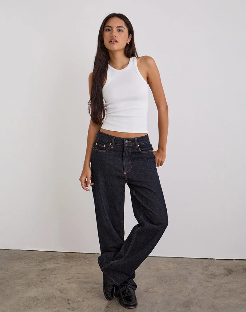 Schmal geschnittene Parallel-Jeans in Indigo