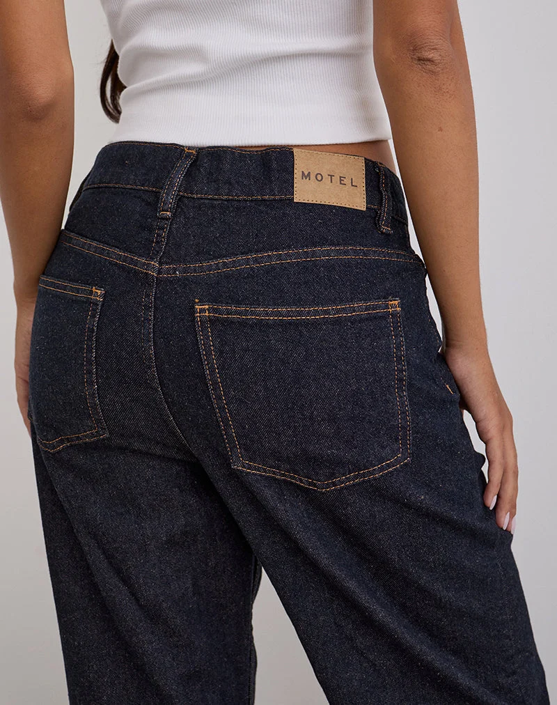 Schmal geschnittene Parallel-Jeans in Indigo