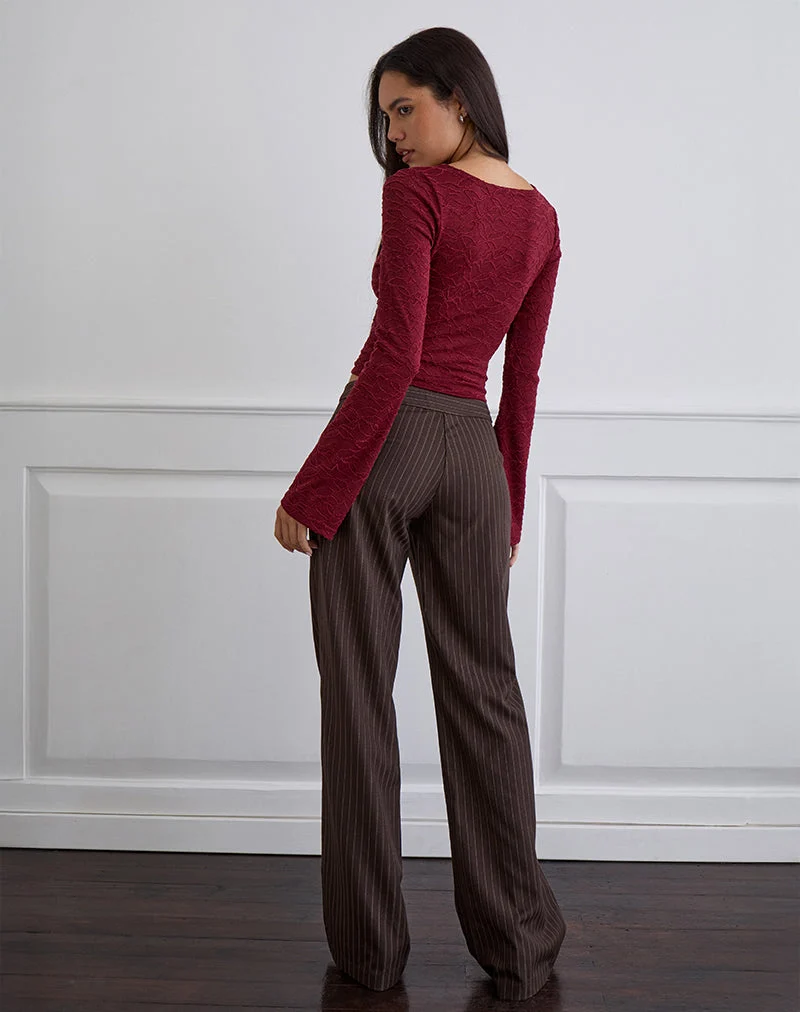 Ganta Slim Hose in Streifen Schokoladenbraun