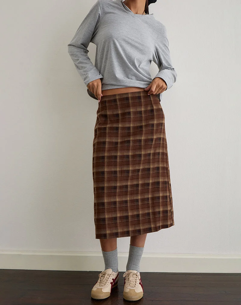 Badria Midirock in Tartan Braun Rot